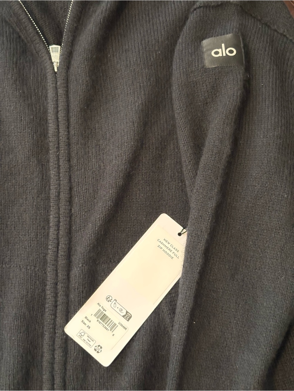 BRAND NEW ALO Cashmere Plush Waffle Full Zip Hoodie, Size XS